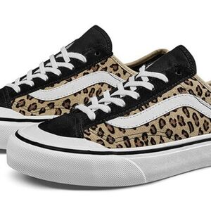 Vans Leopard Print Sneakers - Black and Tan, worn once!